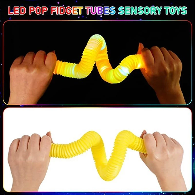 Hot Sale Funny Colorful DIY Plastic LED Fidget Magic Pop Tube Sensory Toys