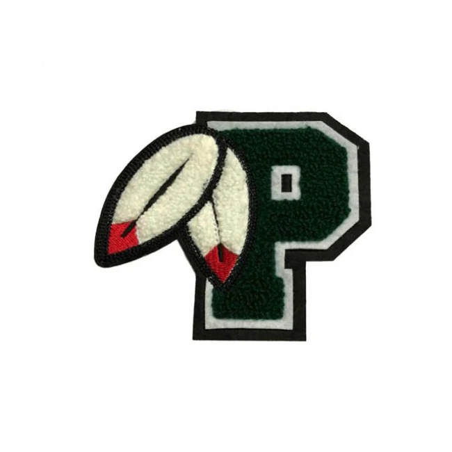 Custom wholesale iron on embroidery towel chenille letter patches for clothing