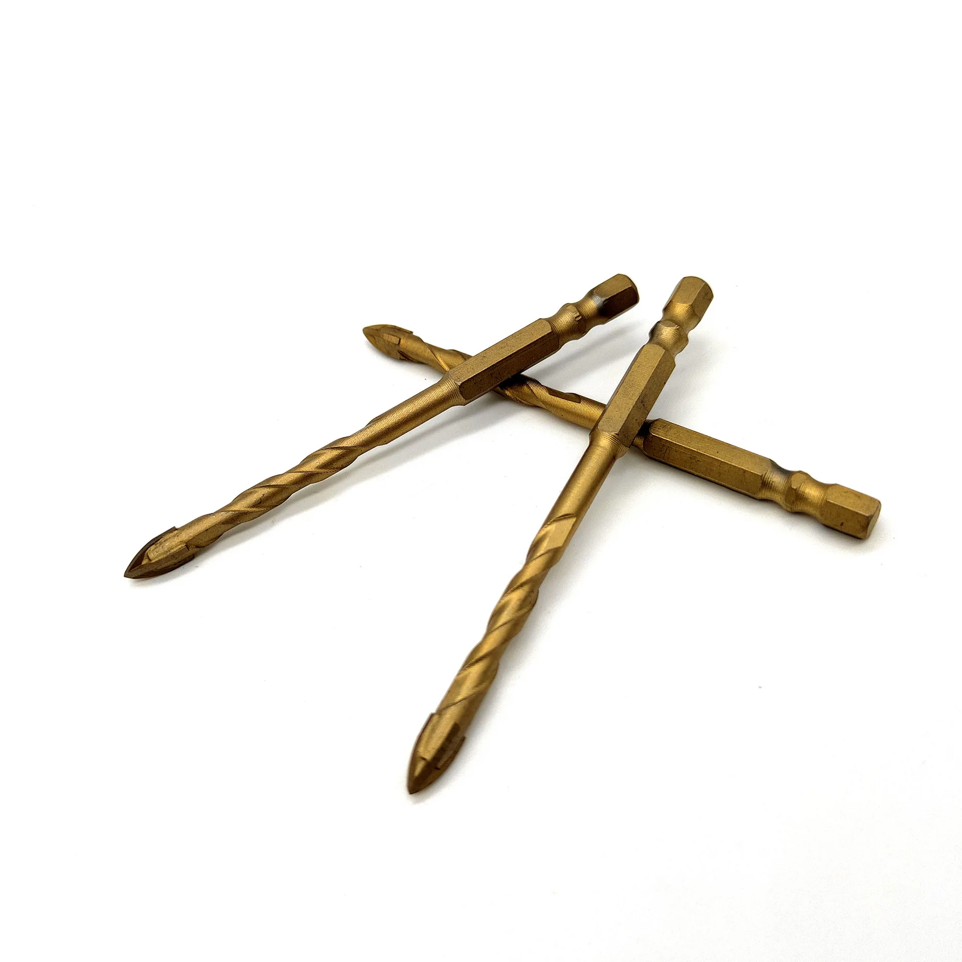 12MM Hex Shank Cross Tips Triangular Drill Bit With Tungsten Carbide Tip For Tile Glass Ceramic
