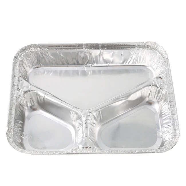 3 Compartments Aluminum Foil Pan Disposable Alu Tray