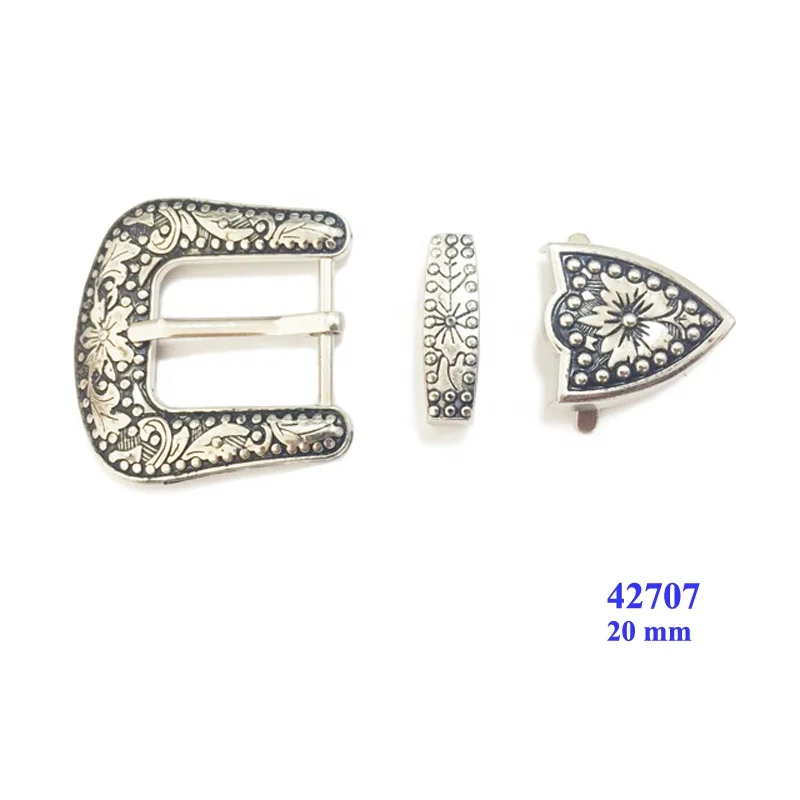 Custom Cowboy Western Belt 3 Pieces Buckle Set For Shoes 20 mm