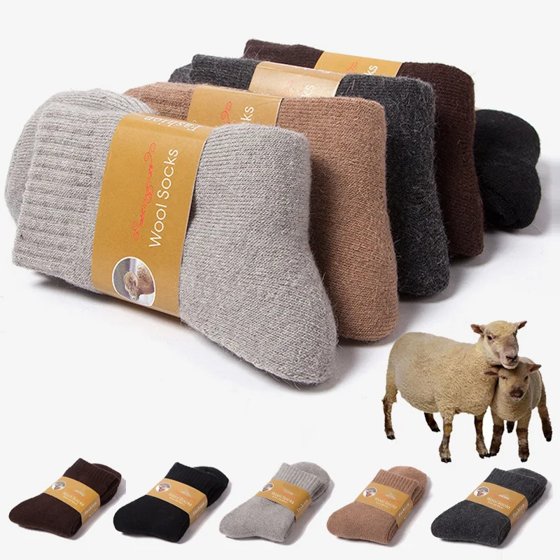 Outdoor Breathable Christmas Against Cold Snow Solid Color Winter Warm Wool Socks
