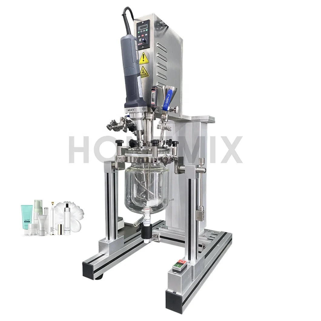 Hone 2L Small Lab Equipment Mixer High Shear Vacuum Furnace Homogenizer High Shear Emulsifier Mixer Glass Tank