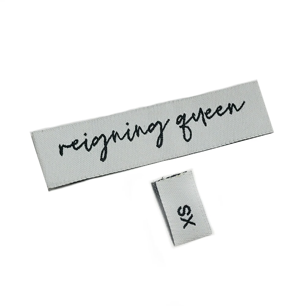 Custom woven brand name tag stain labels for clothes