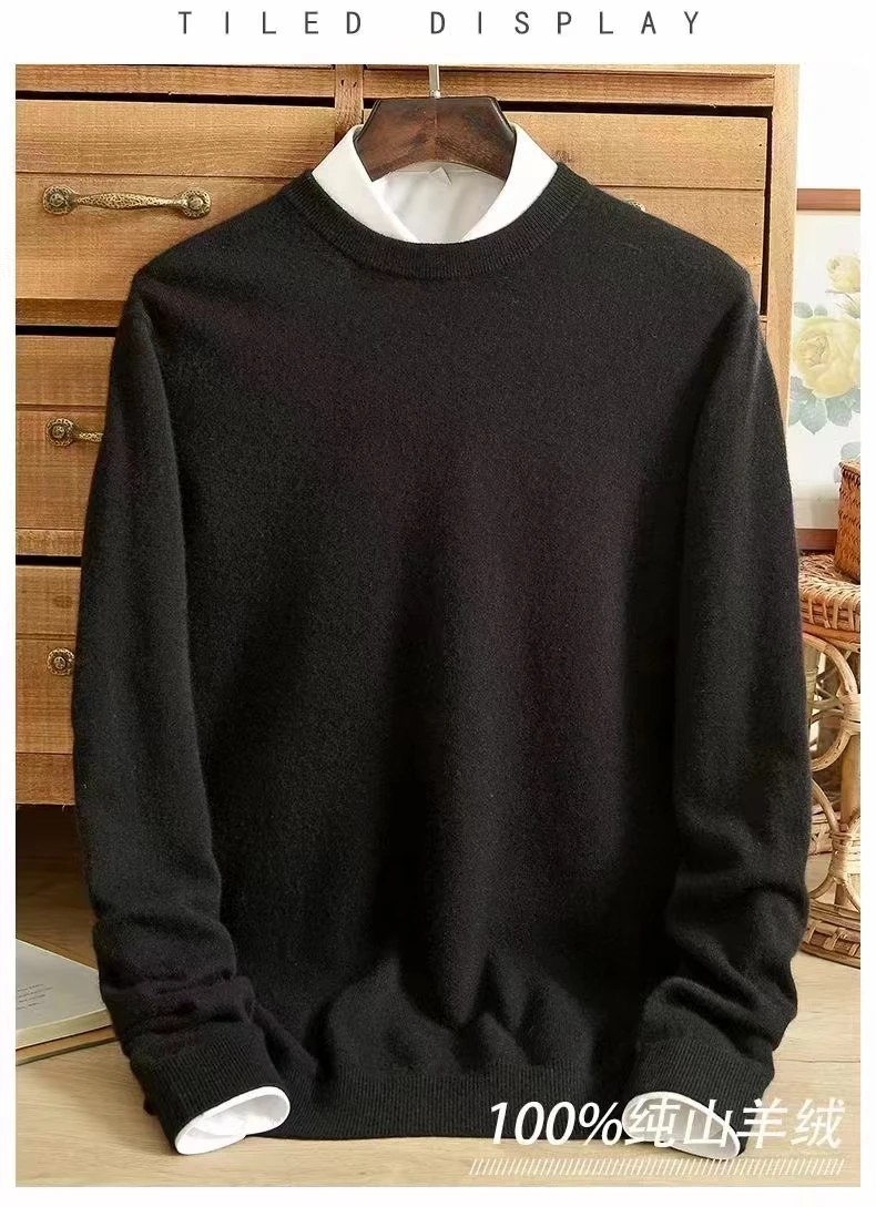 Wool Sweater Custom fashion knitted casual pure wool cable knit high neck sweater men thick turtleneck cashmere sweaters for men