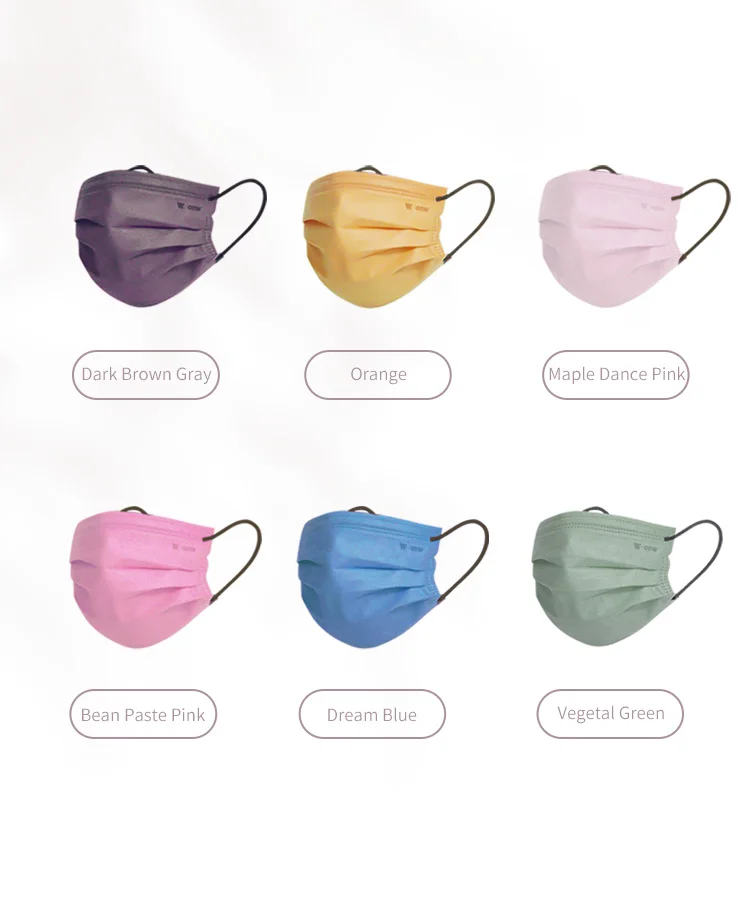 wholesales factory price Morandi color face mask 3 layers protective non-woven fabric 50pcs one box