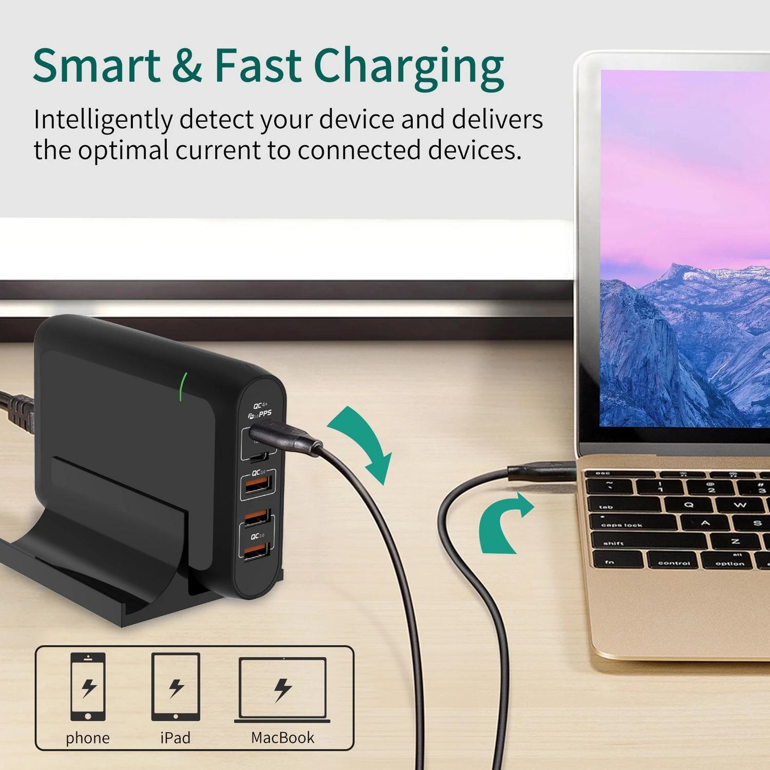 Быстрое зарядное устройство для мобильных телефонов ноутбуков 66 Вт 5USB QC 3 0 Qualcomm