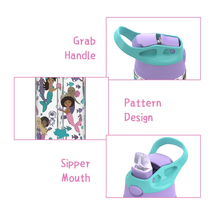 New Design Plastic Bottle Cute Bpa Free Kids children water bottle with straw