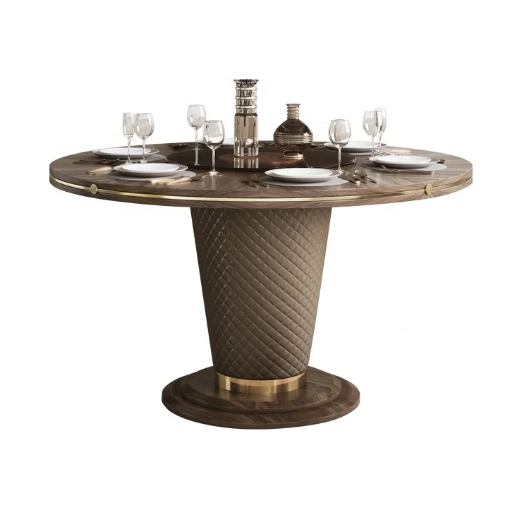 Modern dining room stainless steel table furniture glass marble black brown round dining table granite dining table top set