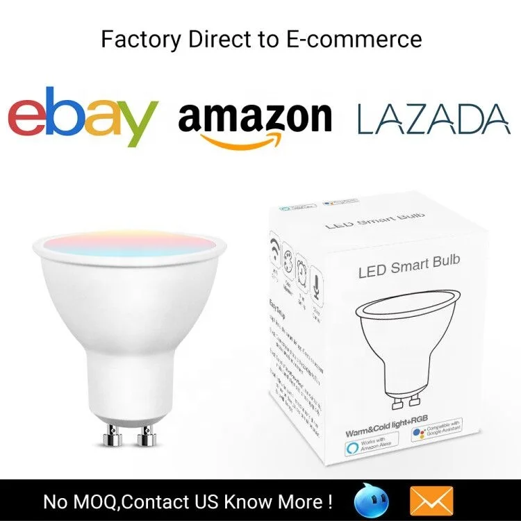 Tuya Smart Life App Voice Control LED Wifi GU10 Smart Bulb RGBW CCT Color Changing LED Bulb Compatible With Alexa and Google