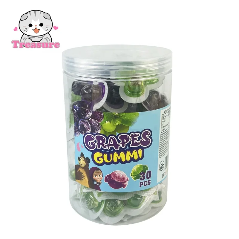 Peelable gummy candy filled soft candy grape gummies juice gummy candy