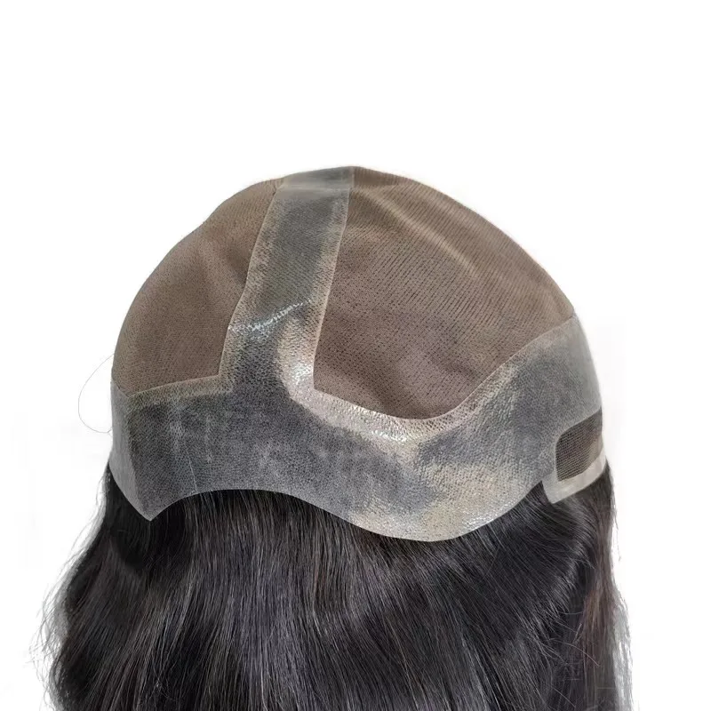 wholesale full cap toupee for bald men and women natural hair replacement mono center PU welded lace front system
