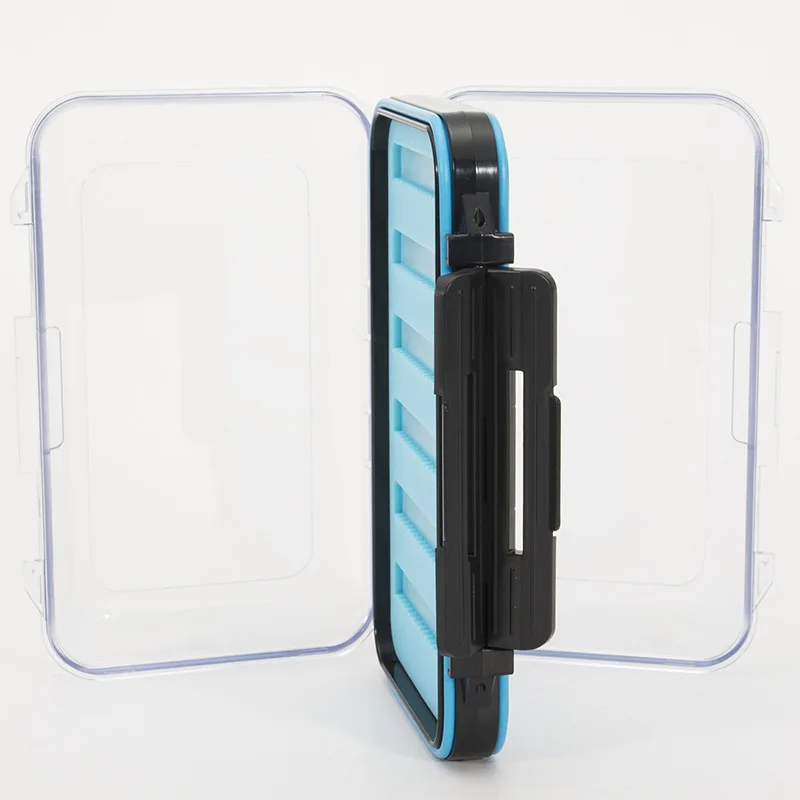 Transparent double-sided fly fishing box portable silicone cushion ABS impact resistant fly box waterproof fur hook box