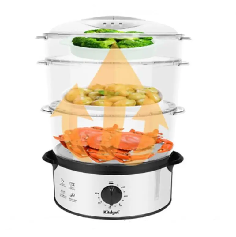 
Chinese mainland 3 layer stainless steel 12L electric home food steamer cooker with bpa free 