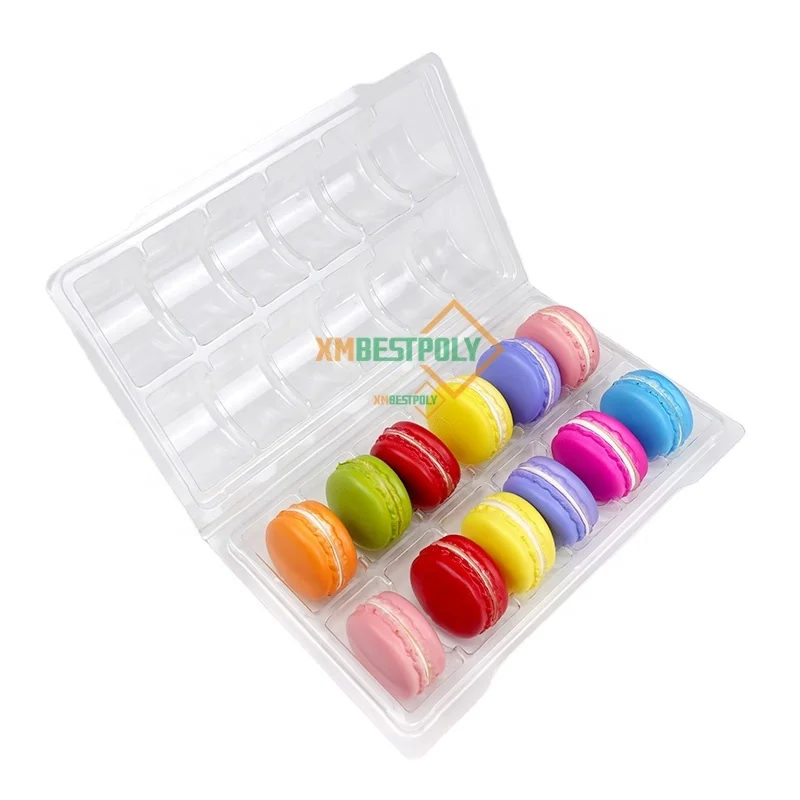 12 Packs Macaron Clear Plastic Blister Container Macaron Cookie Clamshell Display Tray