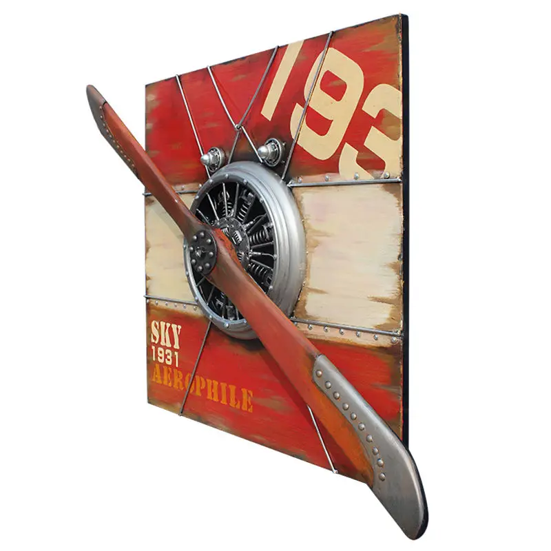 Hot Vintage creative handmade metal 3D airplane propeller iron painting bar Loft cafe restaurant iron wall decoration pendant