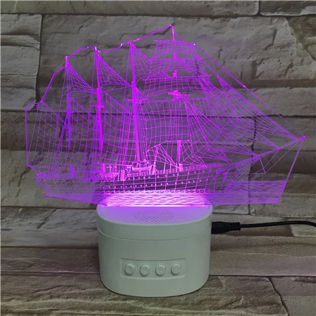 
Wireless Music Player with 7 Colors Sensor DC 5V Indoor USB LED Acrylic Boat Lamp Speaker Night Light Lamp 