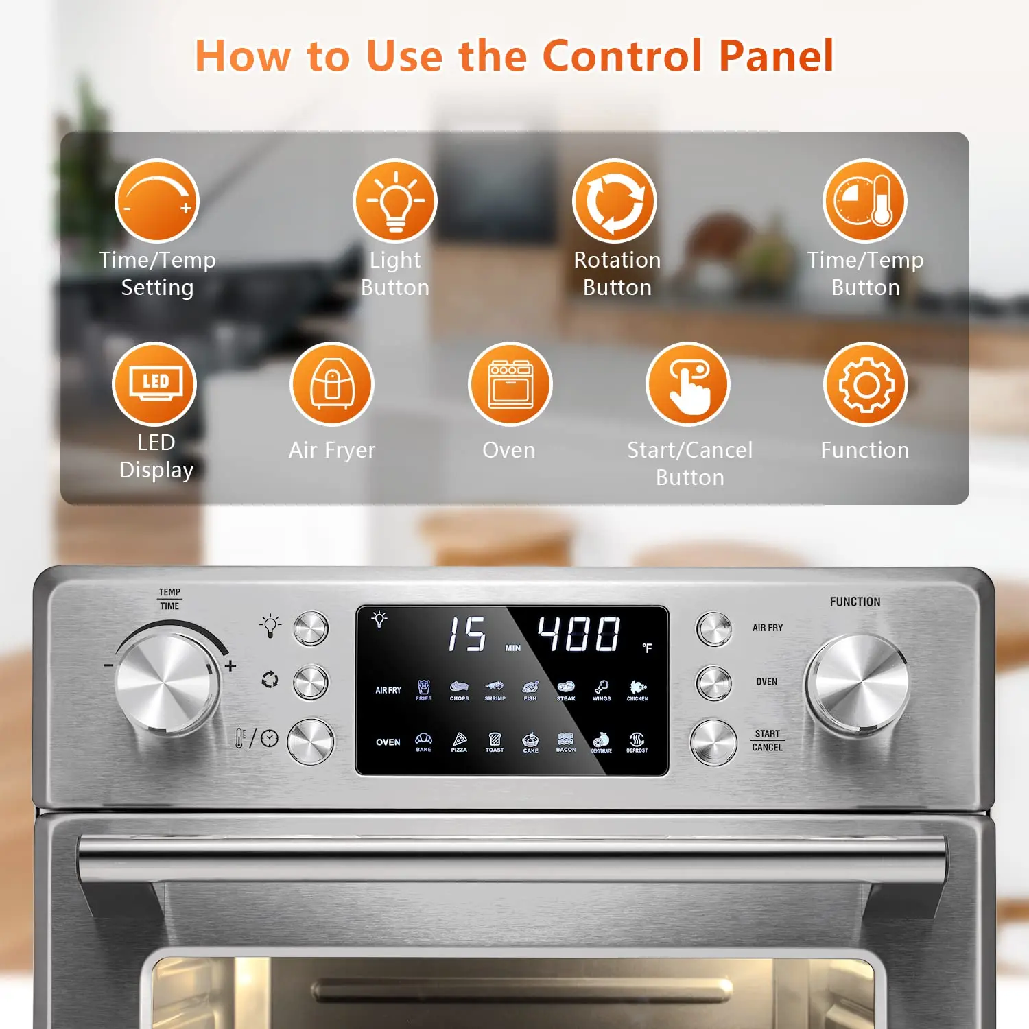 Customized Kitchen Large Capacity Electric Smart Oil Free Cooker Toaster Air Fryer Oven With Nonstick Basket