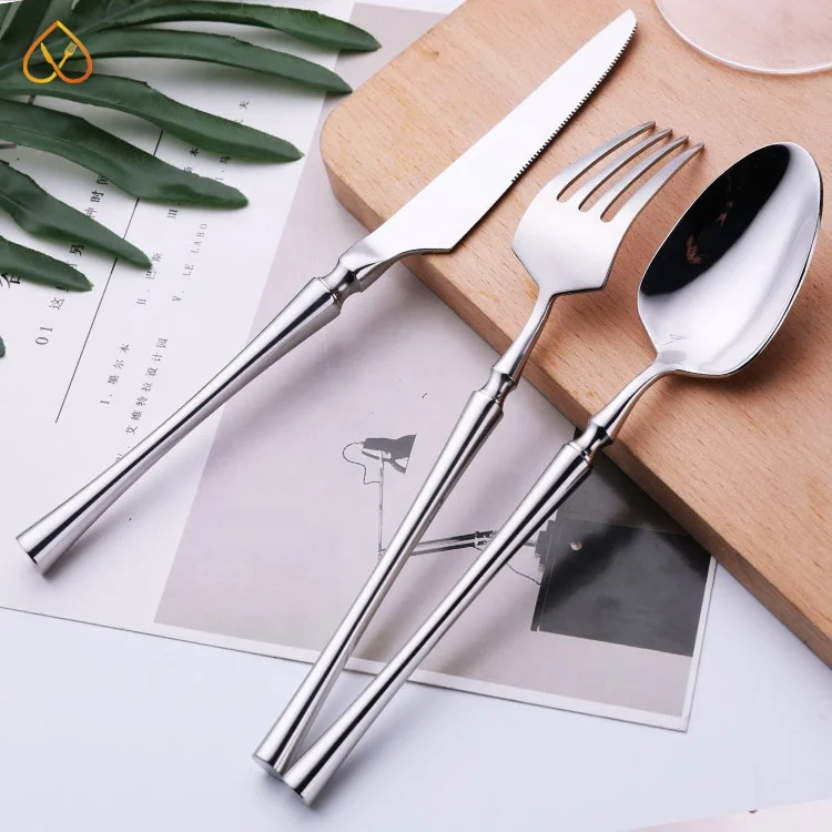 Stainless Steel  Mirror Polishing Silver Travel Elegant Modern Utensils Flatware Cutlery Set