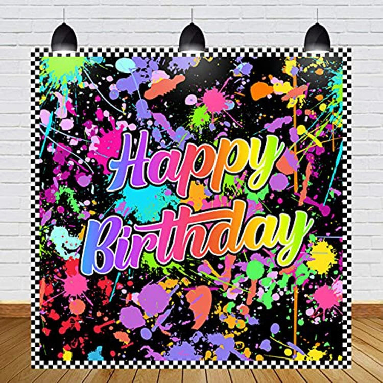 Happy Birthday Photo Booth Backdrop Background Banner, 5*3 Ft For Birthday  Party Decorations Supplies Neno Glow In The Dark
