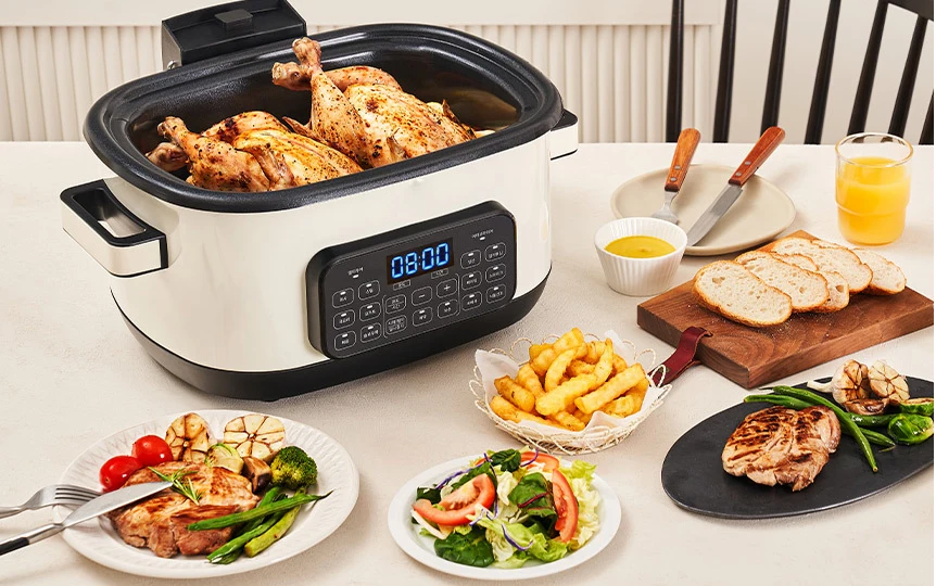 6L/6QT Digital Stainless Steel air Fryer Combo 16-in-1 Multi Cooker Rice Cooker Slow Cooker with Broil Roast Bake Sous Vide
