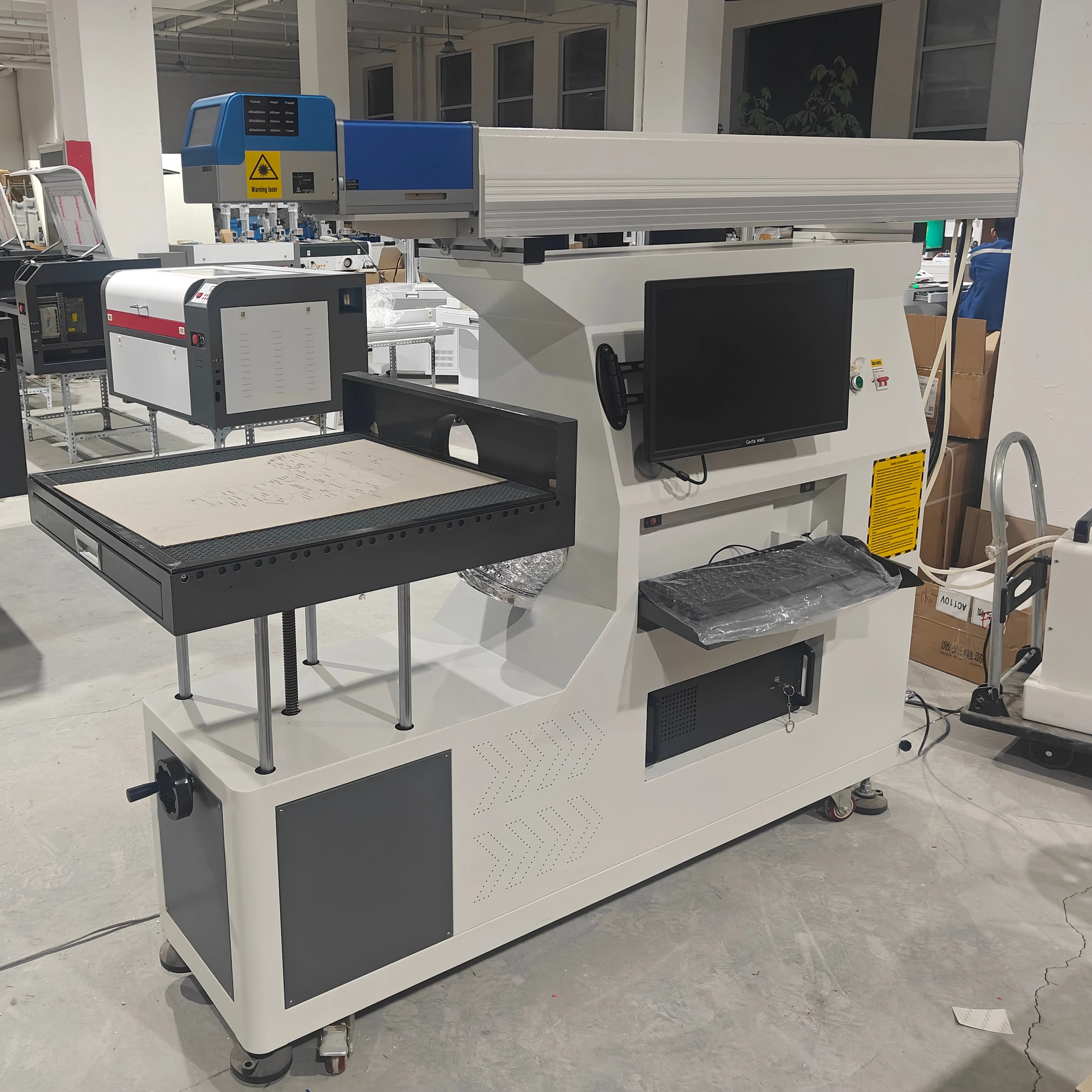 3D CO2 Dynamic Laser Engraving Marking 100W 600mm Working Area Heat Transfer Vinyl Supports Al DXF PV Flex