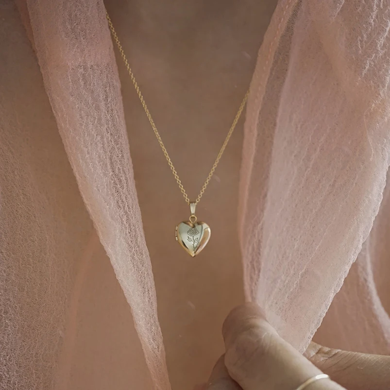 Gemnel private custom 925 sterling silver 18k gold heart locket pendant fashion jewelry necklaces