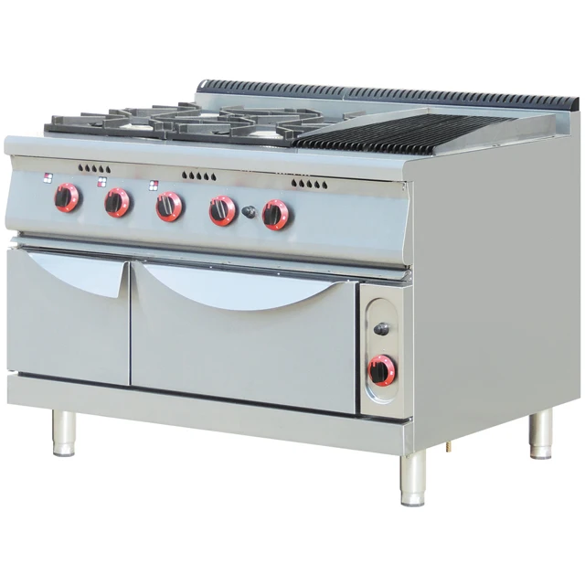 Stainless Steel Industrial Gas Range With 6 Burners With Oven