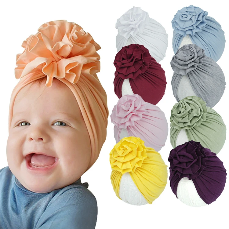 
India Muslim Islamic Newborn Infant Toddler Kids Baby Girl Headwrap Hospital Nursery Top Knot Turban Hat Cap Beanie Wholesale 