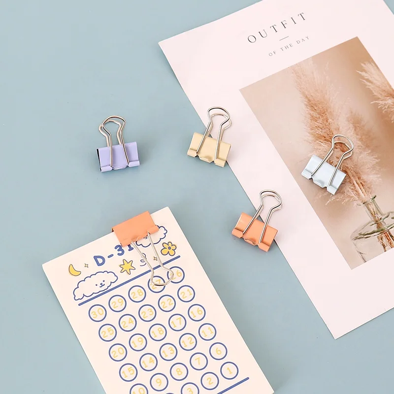 Binder Clips Metal Fold Back Clips with Box for Office School and Home Supplies Assorted Colors