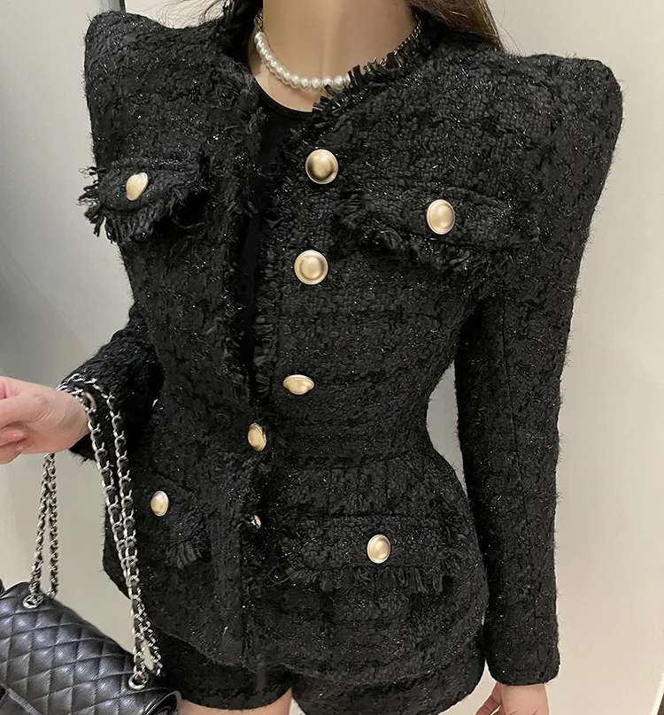 2021 new arrivals spring design women tweed fringed leisure women pants blazer suits set