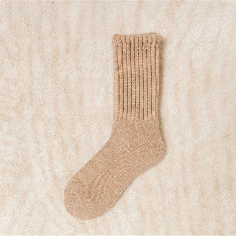 British angora socks women cashmere winter style warm wool heavy loop terry cotton bottom sublimation sock