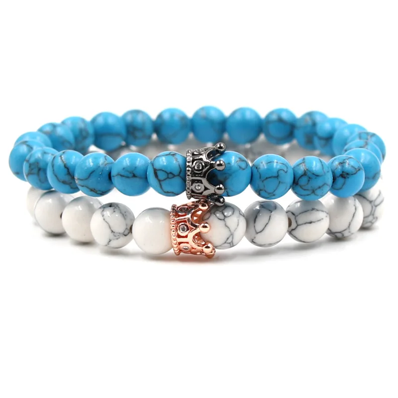 Hot Selling Micro-Inlaid Zirconium Diamond Crown Bracelet Tiger Eye White Turquoise Weddings Gifts-from Foreign Trade Jewelry
