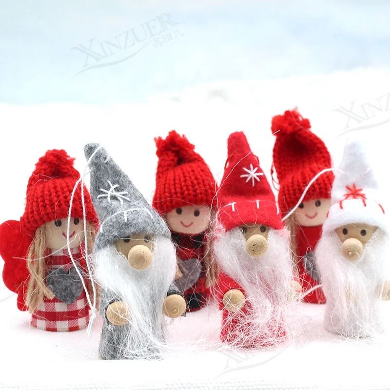 New Arrivals Christmas Wooden Toys Mini Dolls Plush Gnome Santa snowmen Gifts Products Christmas Tree hanging Ornaments