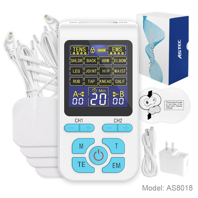 Two Channels Electric Muscle Stimulator Tens Machine for Relieve Pain