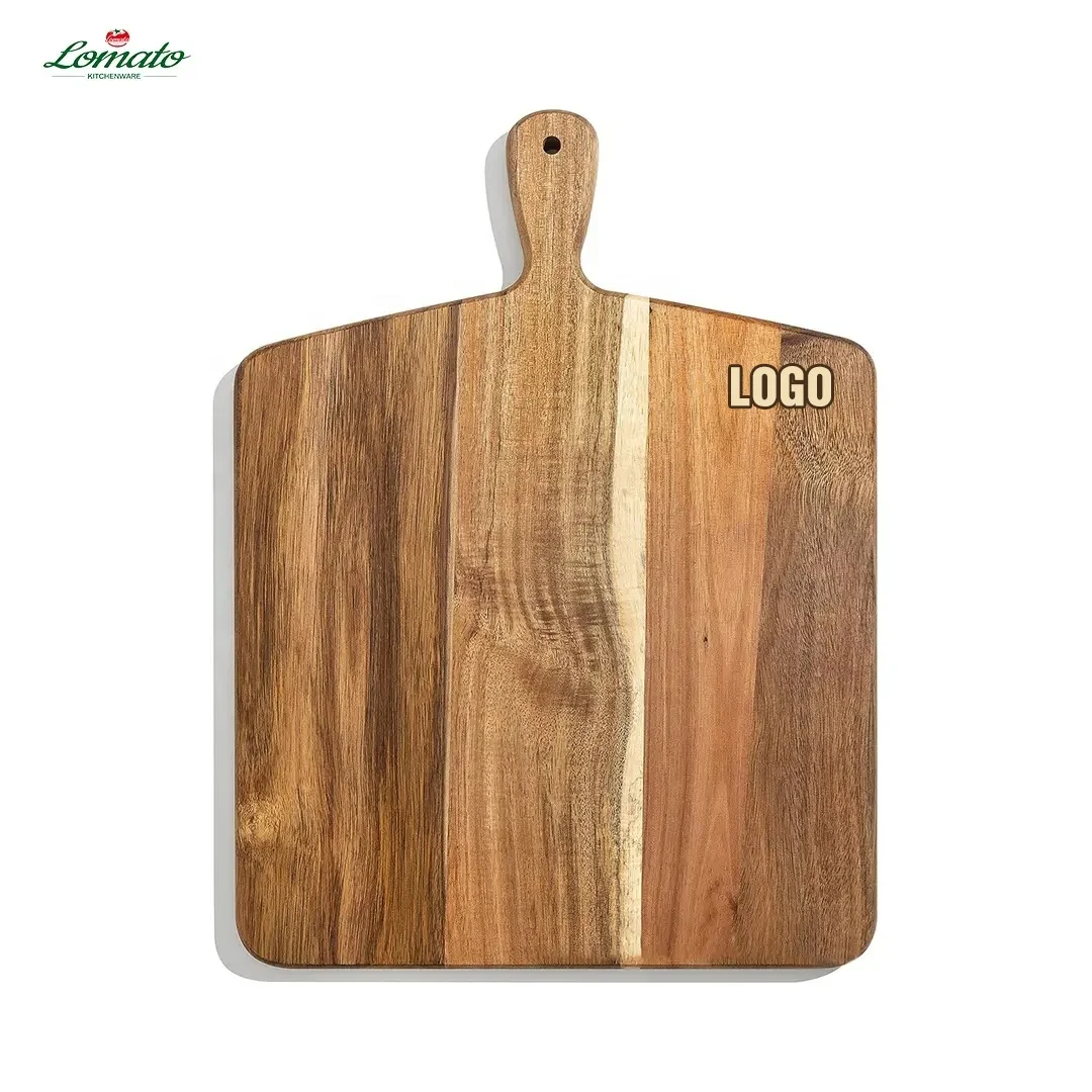 Best sell Low Moq wooden cutting board with logo 2024 high quality chinese acacia cutting board with handle