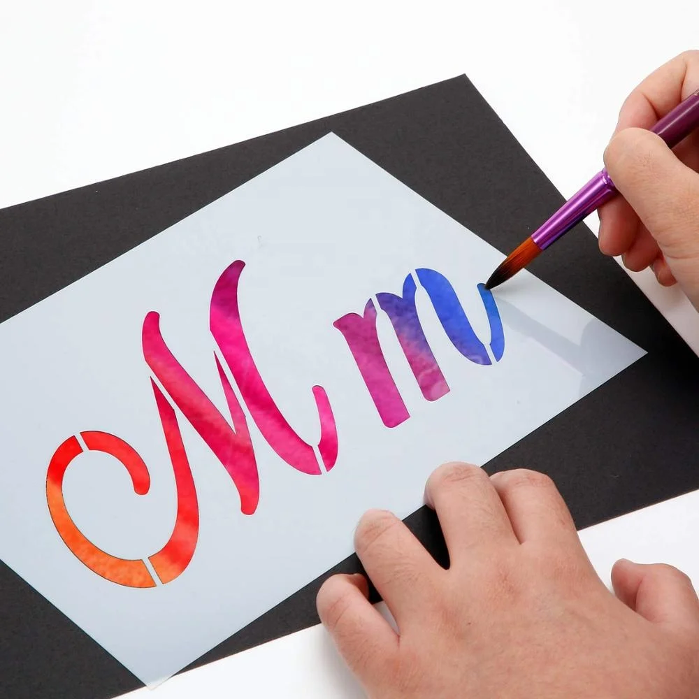 
Wholesale Custom Plastic Letter Stencils, Alphabet Templates, Alphabet Stencils Reusable Plastic Art Craft Stencils with Numbers 