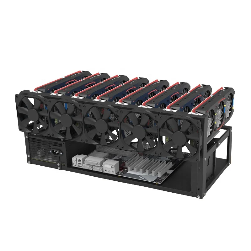 In stock customized 1.5mm Steel Open Air  8 GPU  Graphic Card Rack  computer  Chassis  Rig Frame  holder