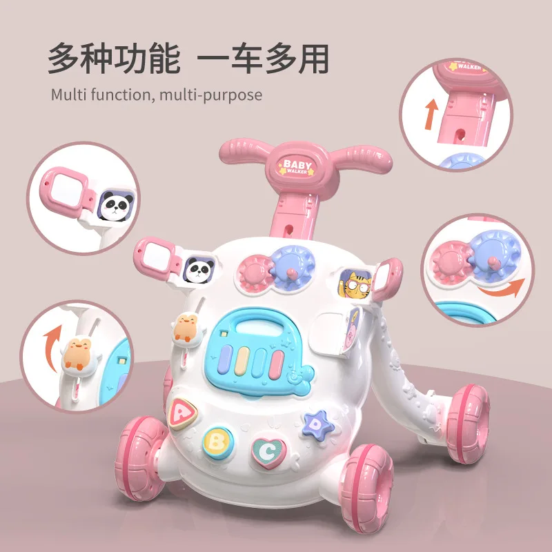 Baby hand push baby walker toy anti-O legs anti-rollover baby music sliding multi-function walker