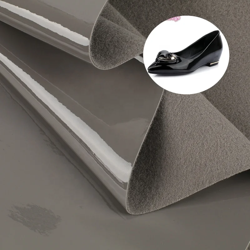 0.7mm smooth patent PU leather wrinkle free PU patent leather fabric for bags shoes