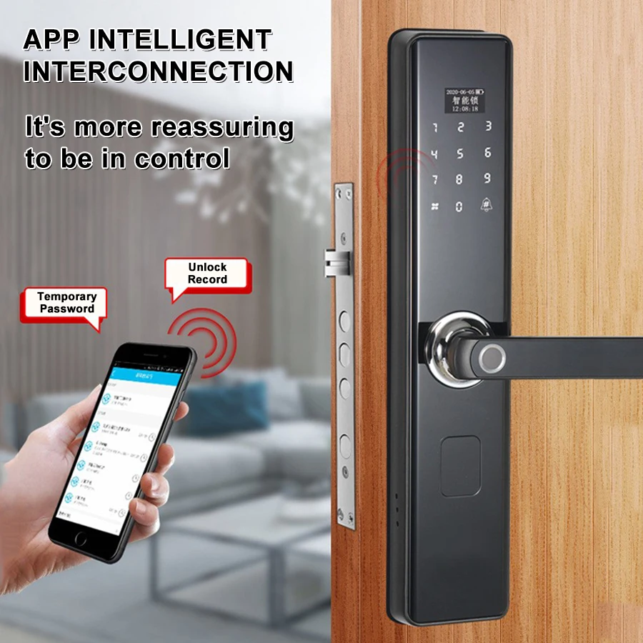 Custom Cheap Battery Powered Fingerprint Password Card Apartment System Indoor Panel Door Smart Locks with Screen