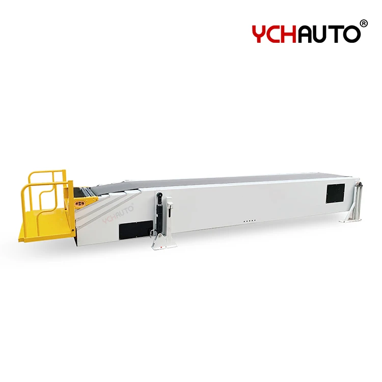 Customized telescopic belt conveyor with standing platform loading unloading bags with pvk belt expand reach into container