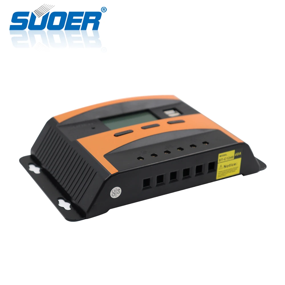 Suoer 12V 24V pwm solar charge controller manual 40A regulator solar charge controller