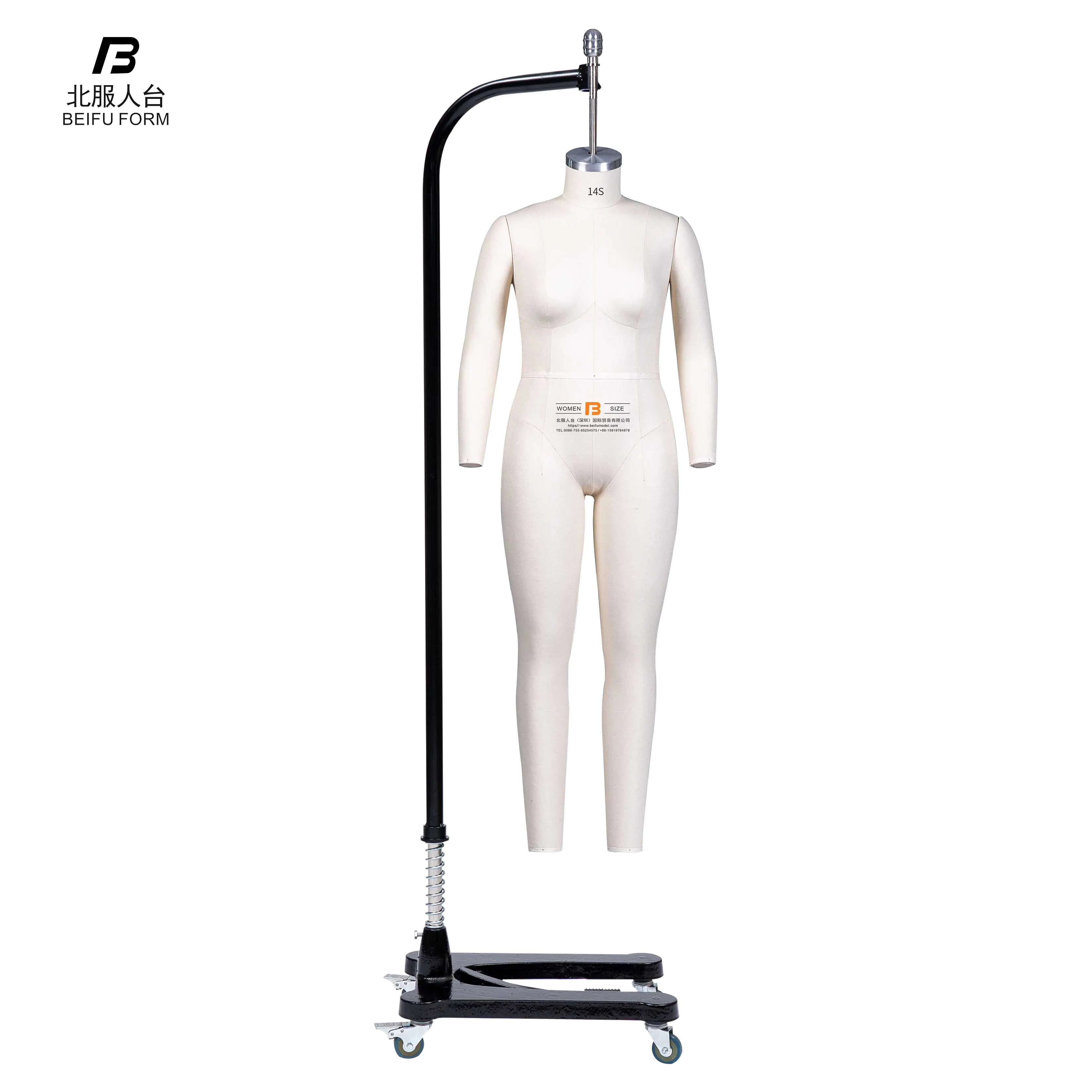 Beifuform full body with collapsible shoulder hot-selling female dummy US size 14S high quality hanging mannequin for tailoring