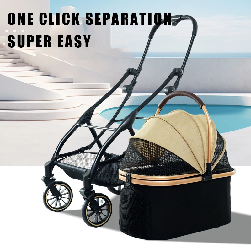 Custom Wholesale High End Cheap Foldable Pet Pram Carrier Gear Trolley Large Dog Stroller
