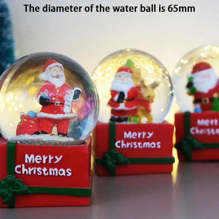 65mm Christmas Souvenir Snow Globe Resin handicraft Santa Claus Water Globe For Christmas Decoration