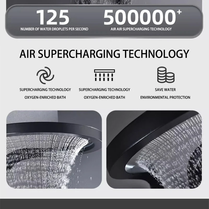 2024 TikTok Hot Sale Black Multifunction Bathroom Waterfall Rainfall Stainless steel Shower Panel Column Sprinkler Massage Set