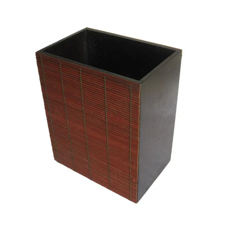 Unique Waste Paper Bin 10 x 6.5 x 12 inch Bamboo and Wooden Waste Bin