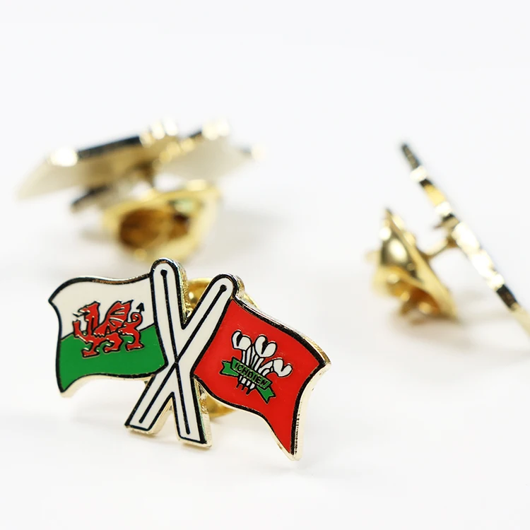 Customized Clothes Button Holder Blank Metal Badge Maker Europe America National Flag Hard Enamel Pin