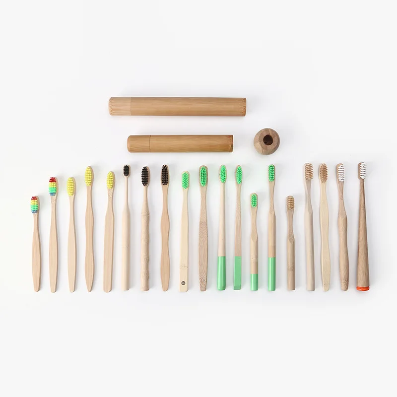 OEM Free Laser Logo Eco Friendly Bamboo Toothbrush & Bamboo Storage Containers Set with Customized Logo